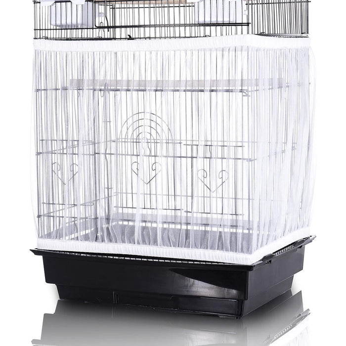 Tamu style Bird Cage Seed Catcher, Stretchy Mesh Skirt, 55-100 inch, White