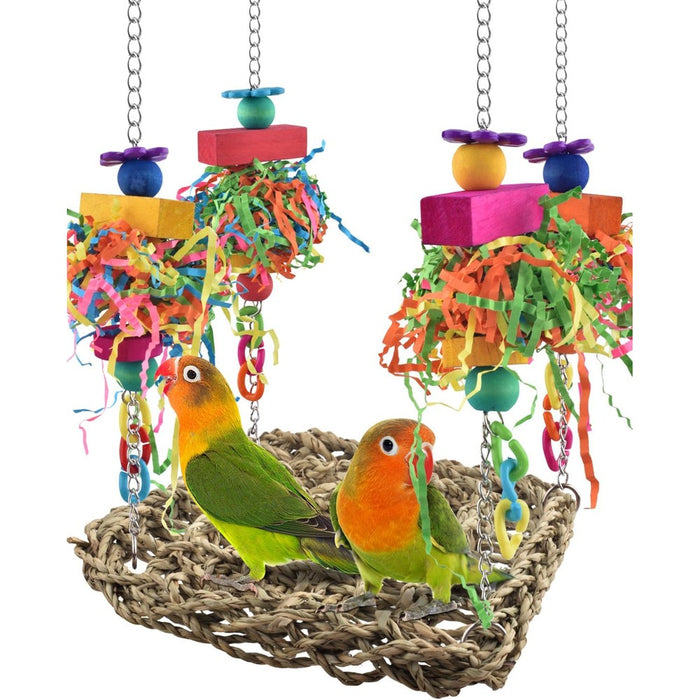 KATUMO Bird Toys, Grass Swing Hammock Climbing Toy for Parrot Parakeet