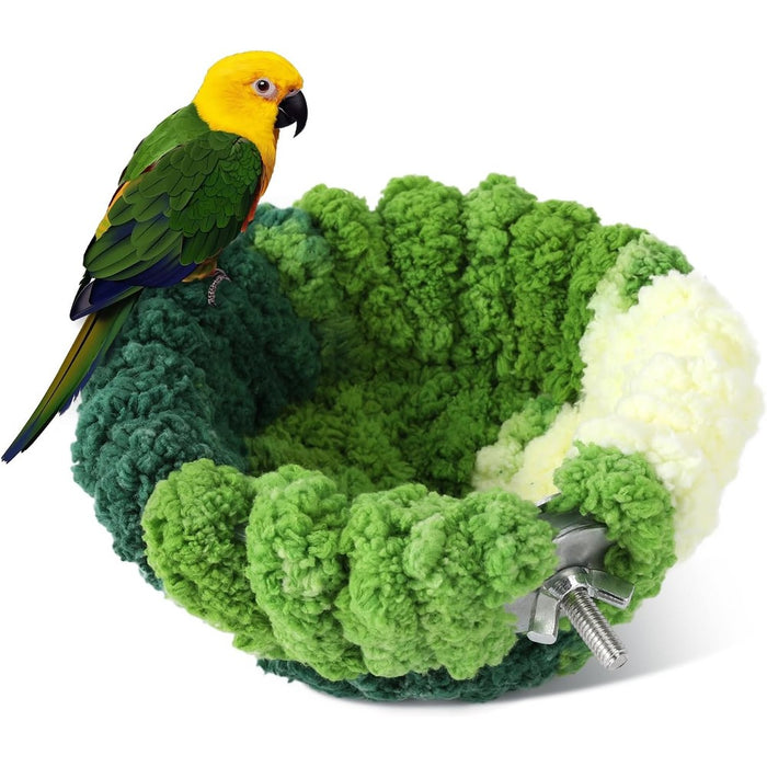 Admaison Bird Nest for Cage,Plush Hanging Bird Bed for Parakeet,Breeding Bird House for Conure,Budgie,Cockatiel,Lovebird,Canary,Finch,Hamster,Small Pets,Warm Nest (Green, S)
