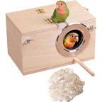 YJJKJ Wood Parakeet Nest Box with Natural Nesting Pads, Breeding Bird Cage House for Lovebirds Cockatiel Parrotlets Budgerigar Small Parrot