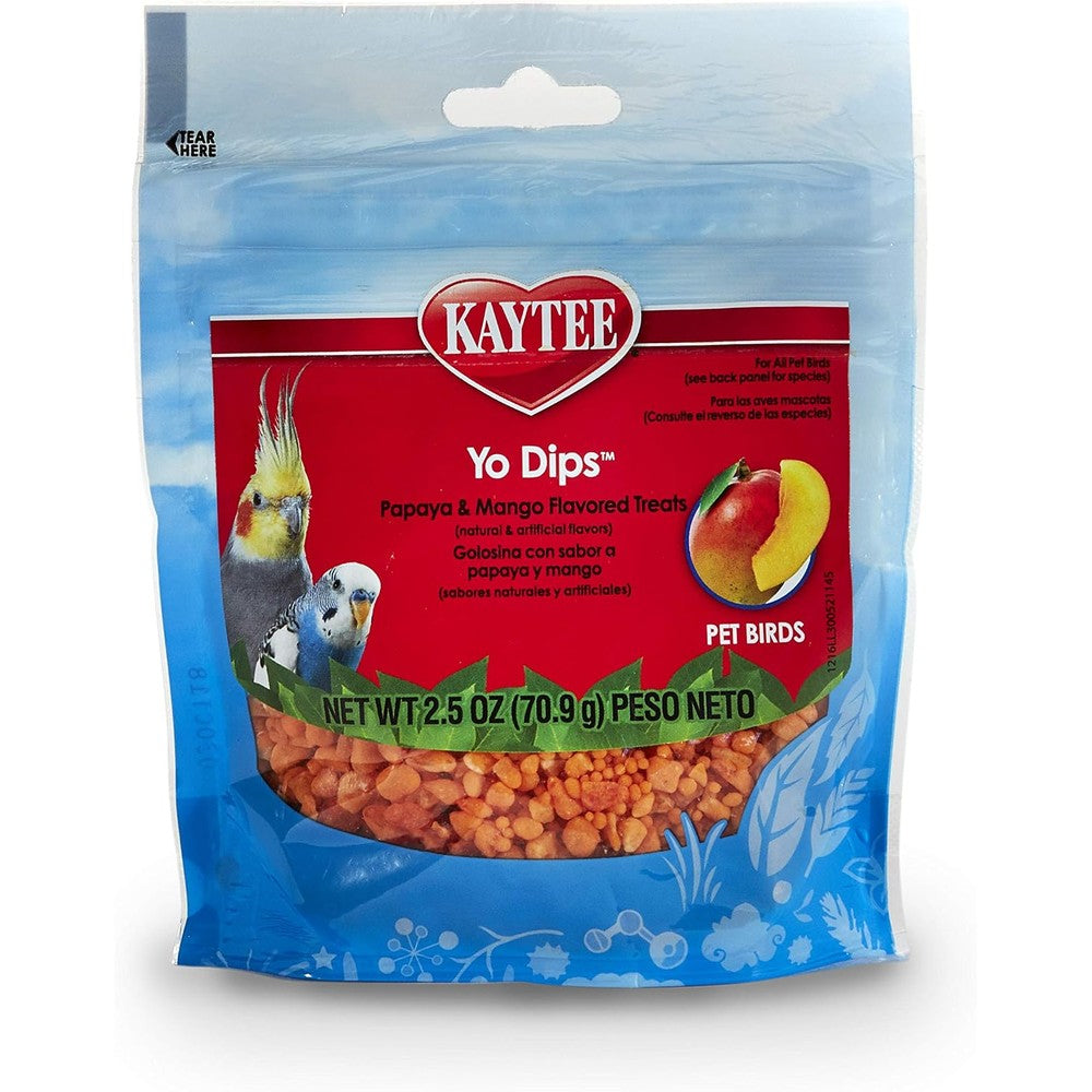 Kaytee Mango Flavored Yogurt Dipped Papaya Treats For All Pet Birds, 2.5-Oz Bag