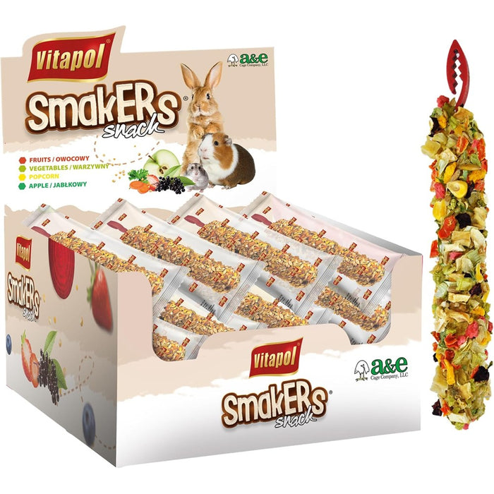 Vitapol Smakers by A&E Cage Co Vegetable Treat Sticks - 12 Count Bulk Pack Small Animal Snack Sticks - Natural Chew Treats with Real Vegetables for Rabbits, Hamsters, Gerbils, Mice & Rats