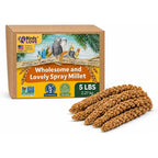 Birds LOVE spray millet front view of 5 pound box