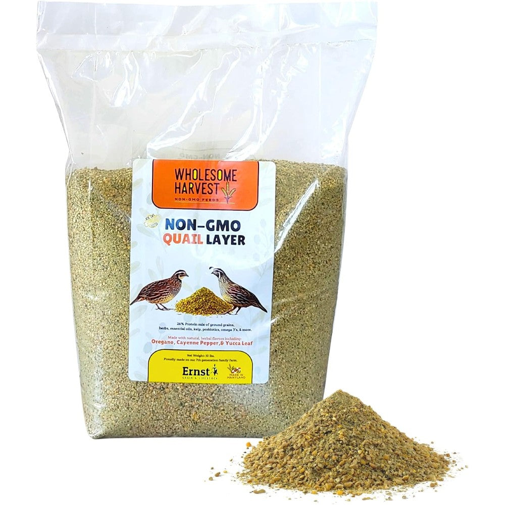 Non-GMO Quail Layer Feed 26% - Premium 10 lb Food for Laying Birds, Button Food