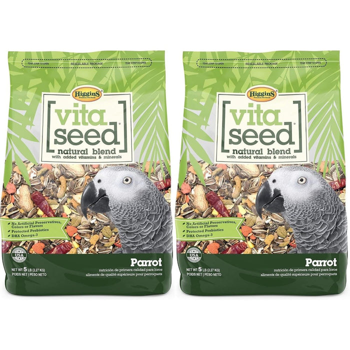 Higgins 2 Pack of Vita Seed Natural Blend Parrot Food, 5 Pounds Each