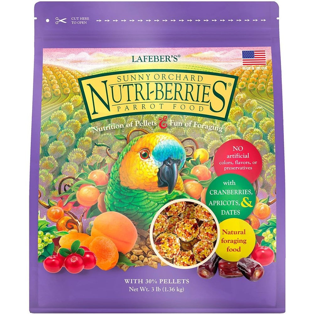 LAFEBER'S Sunny Orchard Nutri-Berries Pet Bird Food, Made with Non-GMO and Human-Grade Ingredients, for Parrots, 3 lb