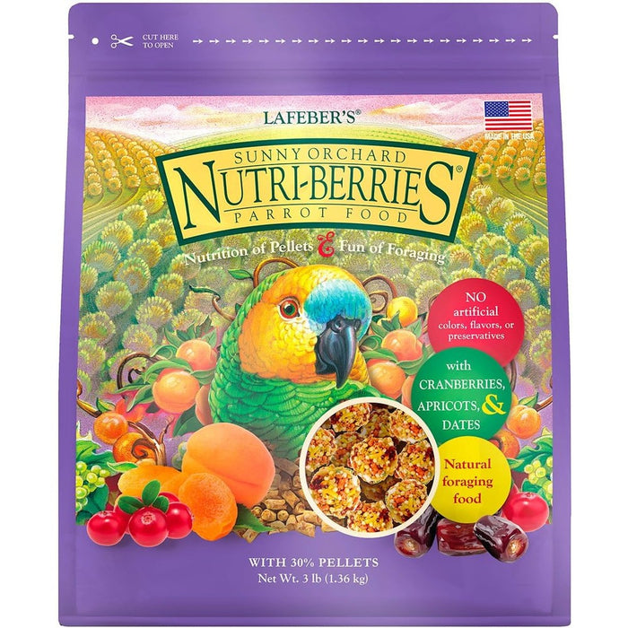 Lafeber's Sunny Orchard Nutri-Berries parrot food front view packaging