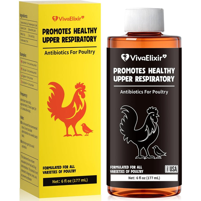 Respiratory Aid for Poultry - Chicken Supplement - Drinking Water Additive - Supports Respiratory Health in Roosters - Suitable for All Birds - 6 oz Dropper - Made in USA