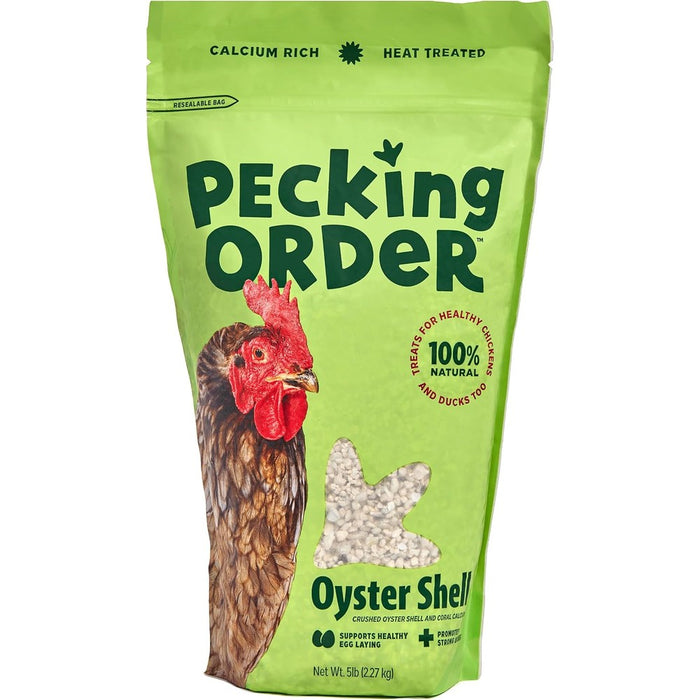Pecking Order Oyster Shell - Calcium Supplement to Support Laying Hens and Strong Egg Shell Development (5 LB) (Packaging May Vary)