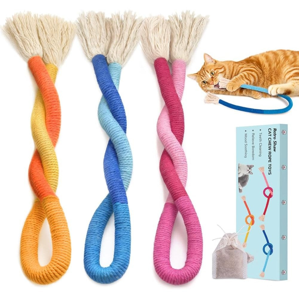 Cat Chew Ropes with Catnip, Teeth Cleaning, 3Pcs 23.6" for Cats