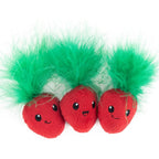 Catstages Strawbabies Dental Cat Chew Toy with Catnip & Feathers, 3-Pack