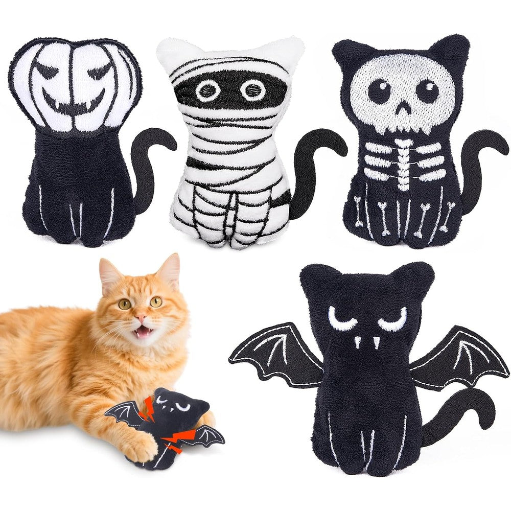 Catnip Halloween Cat Toys, Goth Kitten Toy for Indoor Cats ,4PCS