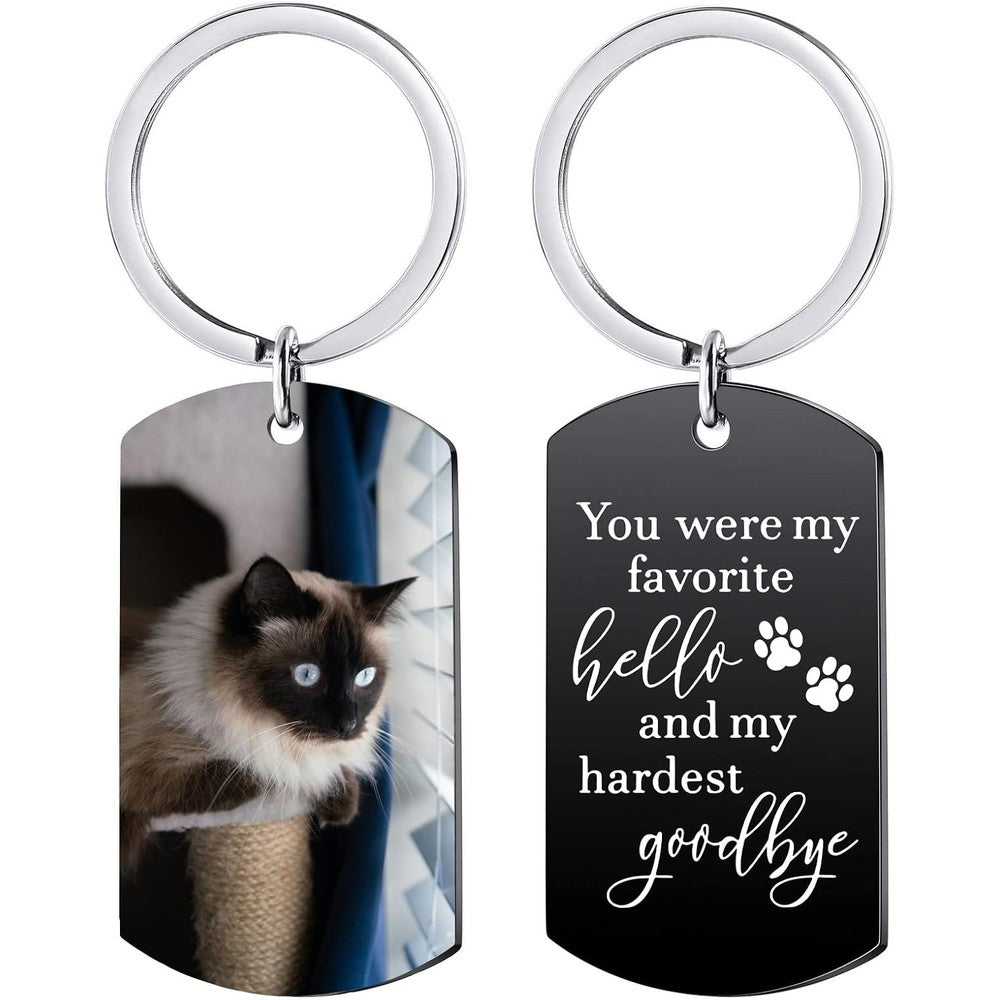 Funnylife Custom Cat Photo Memorial Keychain Pet Memorial Gifts for Cats