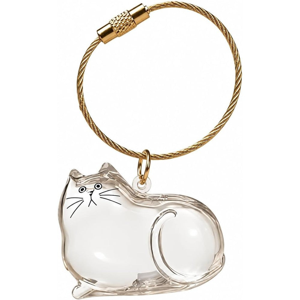 Cat Fur Memorial Keychain Keepsake Capsule Hair Storage Pendant for Pet Remembrance Fillable