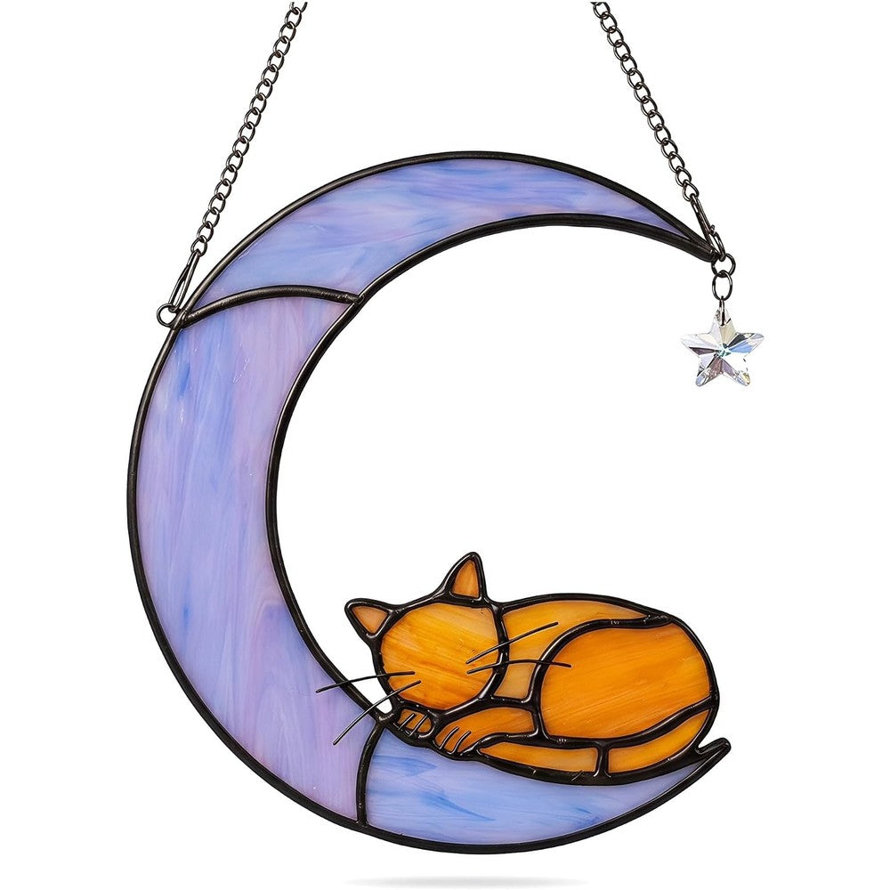 Orange Cat Memorial Stained Glass Suncatcher,Loss Sympathy Gifts
