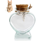 Pet Hair Keepsake Bottle for Dogs & Cats, Heart Shape Memorial Glass