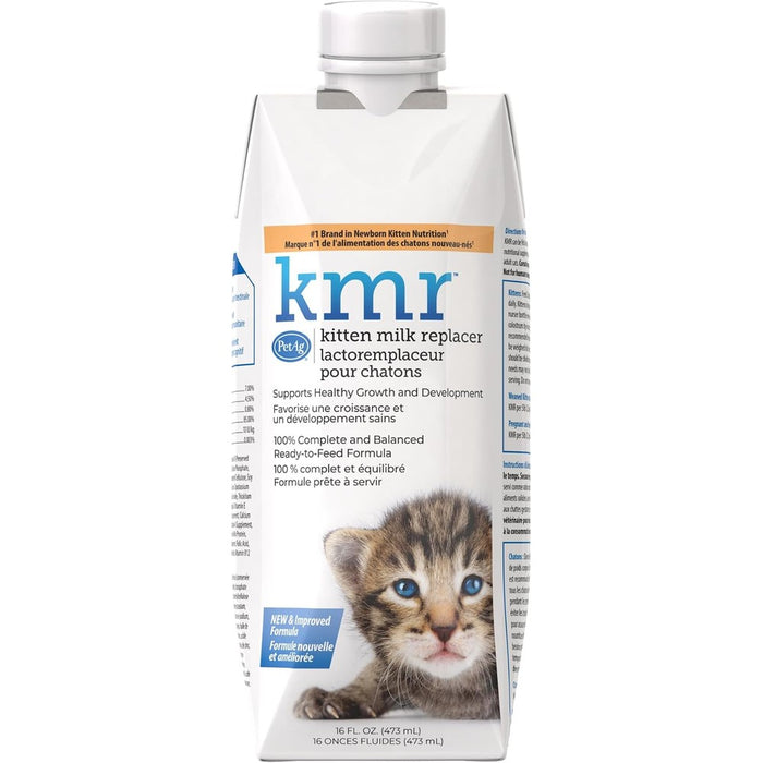 PetAg KMR Kitten Milk Replacer Liquid - 16 oz - Ready-to-Feed Formula with Vitamins for Newborn Kittens to 1 Year - Easy to Digest