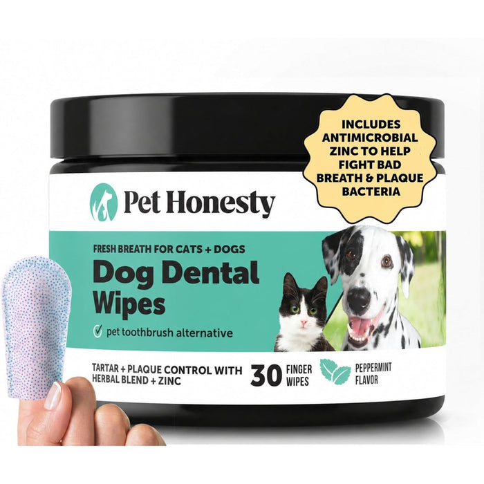 Pet Honesty Vet Recommended Cat & Dog Dental Wipes with Zinc, 30 ct