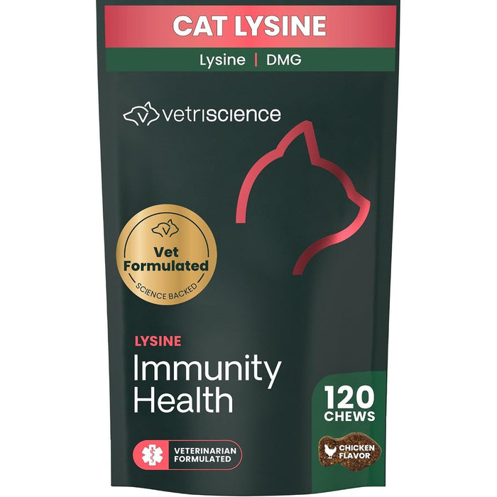 VetriScience Lysine Immunity Health Chews, Chicken, 120 Count