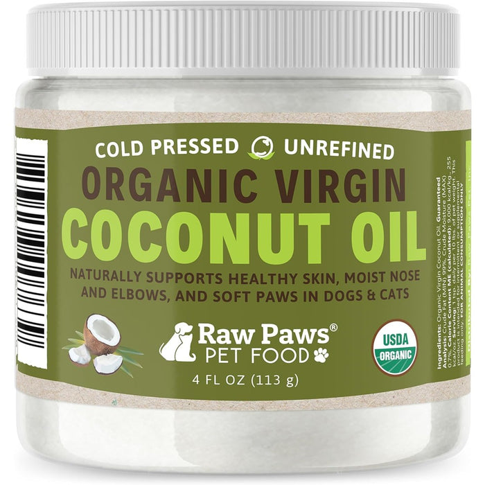 Raw Paws Virgin Organic Coconut Oil for Dogs & Cats (4-oz) - Skin & Coat