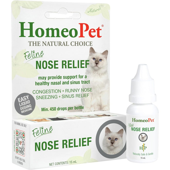 HomeoPet Feline Nose Relief, Nasal Supplement for Cats, 15 Milliliters