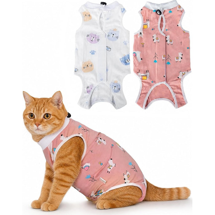 ANWA 2 Pack Cat Recovery Suit Female, Breathable Cat Surgery Recovery Suits