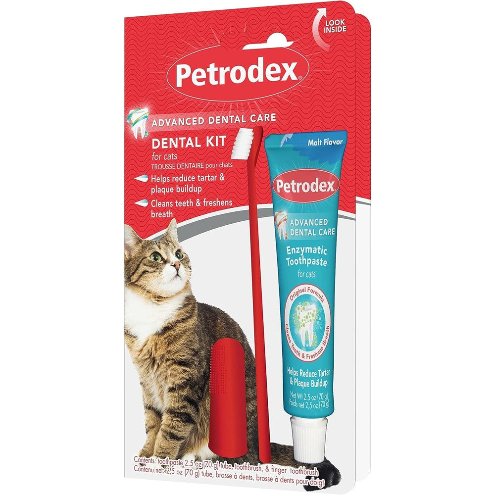 Petrodex Cat Dental Care Kit, Toothbrush & Toothpaste, Malt, 2.5oz