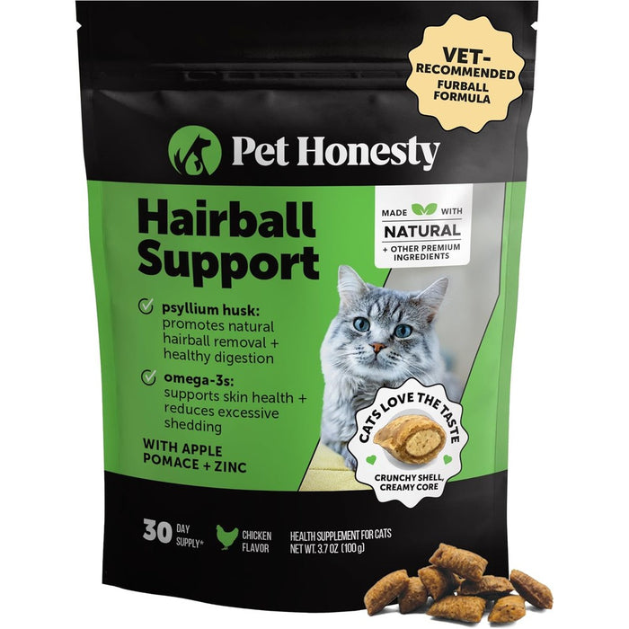 Pet Honesty Vet Backed Cat Hairball Remedy Chews, Chicken, 30-Day Supply