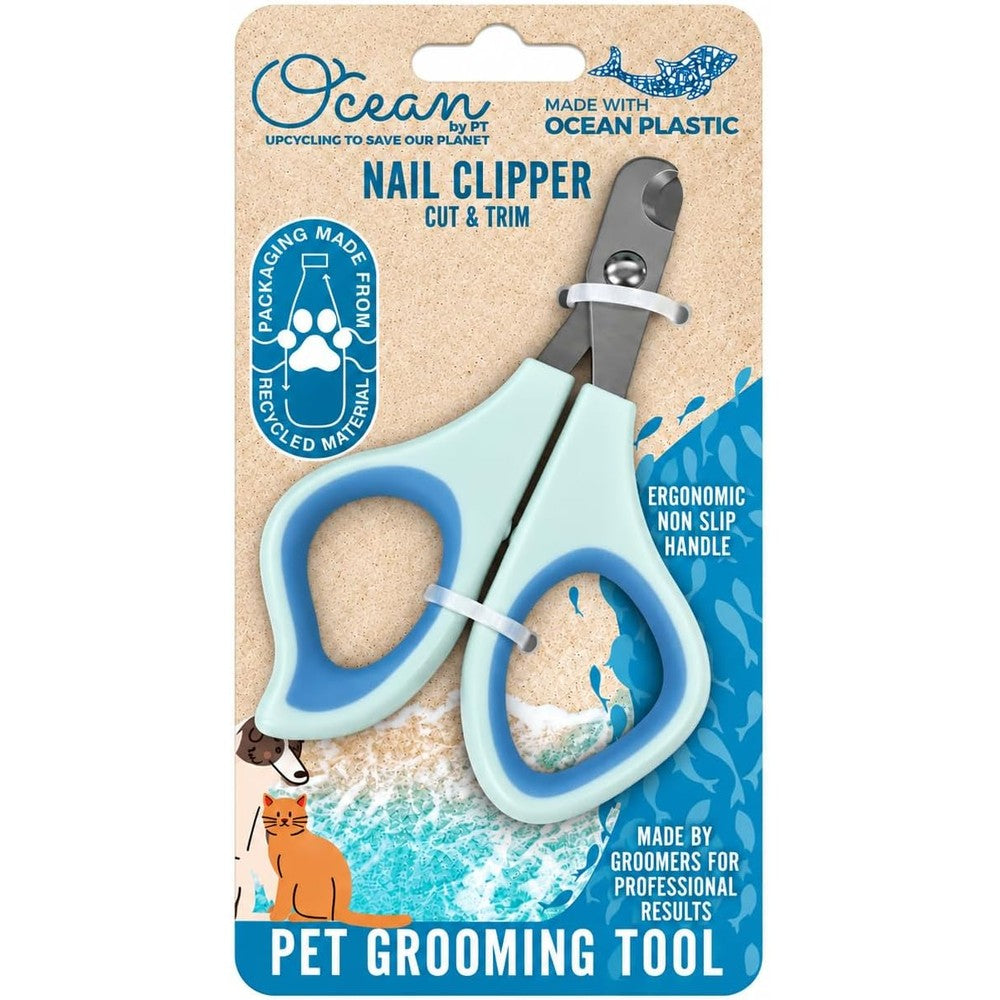Ocean Plastic Clippers for Cats and Small Dogs, Professional Stainless Steel Dog Nail Trimmer, Handles Made from Recycled Ocean-Bound Plastic, All Breeds Color Blue (Blue)