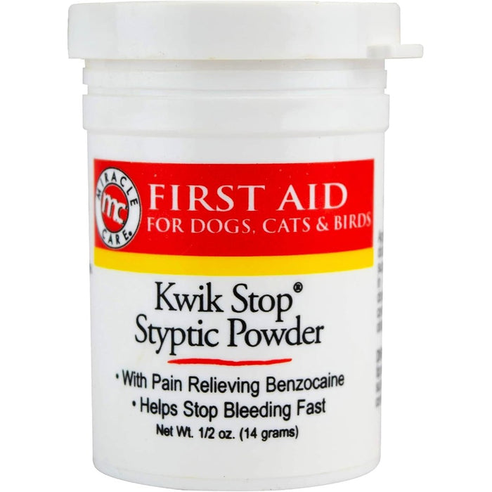 Miracle Care Kwik Stop Styptic Powder for Dogs, Cats, and Birds, 0.5 Ounce