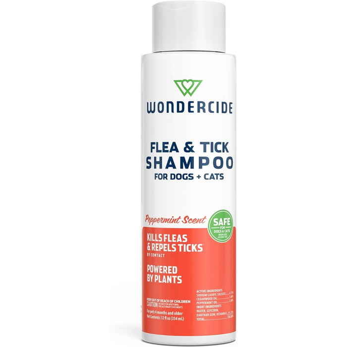 Wondercide - Flea & Tick Shampoo for Dogs and Cats - Peppermint - 12 Fl oz