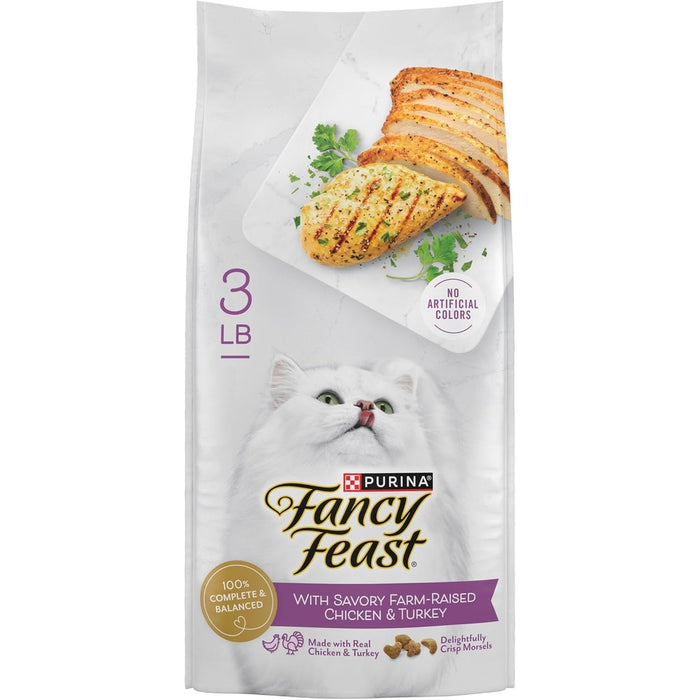 Fancy Feast Purina Savory Farm-Raised Chicken & Turkey Dry Cat Food 3lb Bag