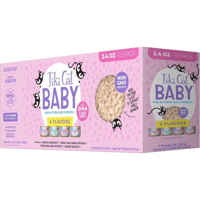 Tiki Cat Baby Shreds Kitten Food, Variety Pack, 2.4oz Can, 12ct