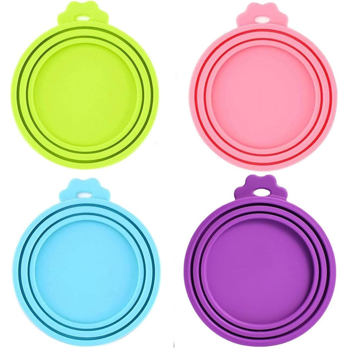 4 Pack Pet Food Can Cover Silicone Can Lids for Dog and Cat Food(Universal Size, One fit 3 Standard Size Food Cans)