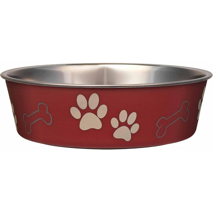 Loving Pets Bella Dog Bowls- Stainless Steel Dog & Cat Bowls - Spill Proof Dog Food Bowl, Cat Bowl, Puppy Essentials & Pet Supplies Great for Home & Travel (Medium 20-35 lbs, Merlot)