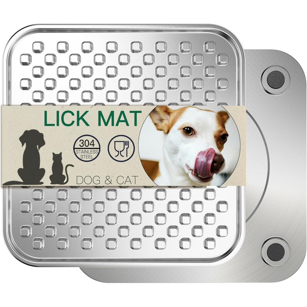 Lick Mat for Dogs & Cats, Double-Wall Stainless Steel, Large-1Pack