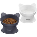 MateeyLife elevated cat food bowls front view in white and grey