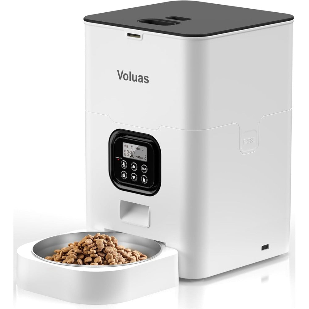 Voluas Automatic Pet Food Dispenser For Cats And Dogs Programmable Timer 4L