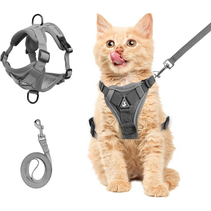 Wanheart Cat Harness and Leash, Adjustable Mesh VestGrey, S
