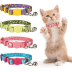 4 Pack Kitten Collars, Breakaway Kitten Collar with Bell, Floral