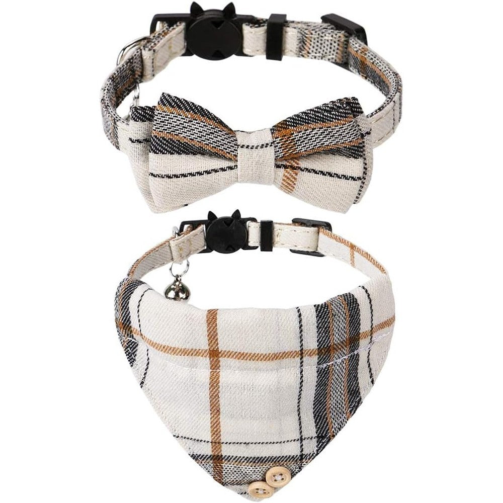 Faleela Breakaway Cat Collar with Bells - 2 Pack Cat Collar with Bells, Cat Collars with Bandana, Accessories for Pet Collars, Adjustable for Cats and Small Dogs