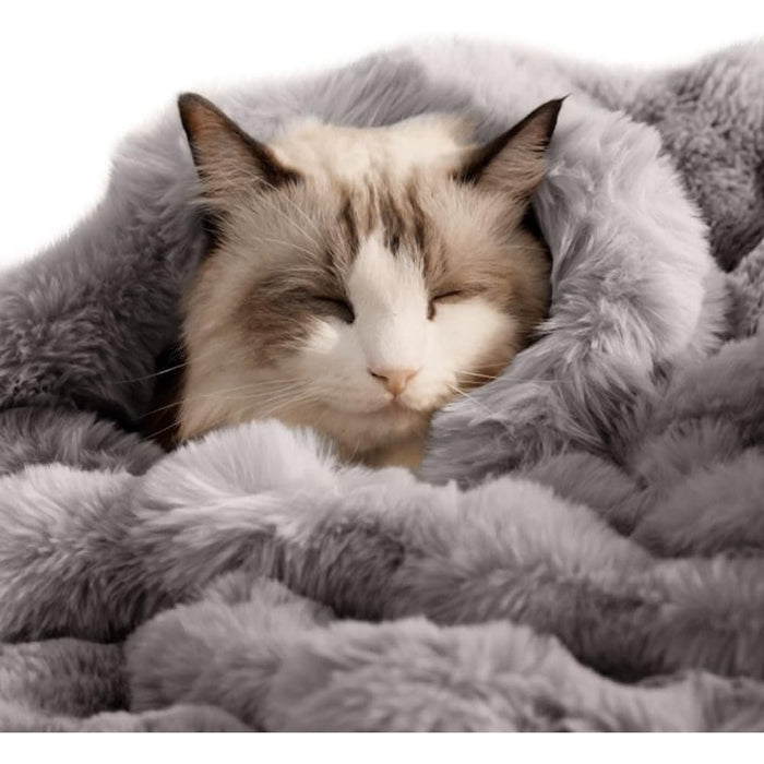 SOMAHE Soft Faux Fur Cat Blanket, Washable, Small 22x18 Dark Gray