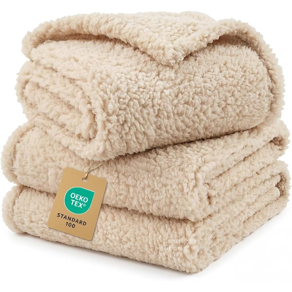 1 Pack 3 Calming Blankets Fluffy Premium Fleece Pet Blanket Soft Sherpa Throw for Dog Puppy Cat Beige Small (23" x16'')