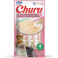 INABA Churu Cat Treats, Grain-Free, Lickable, Squeezable Creamy Pure Cat Treat/Topper with Vitamin E & Taurine, 0.5 Ounces Each Tube, 4 Tubes, Tuna with Salmon Recipe
