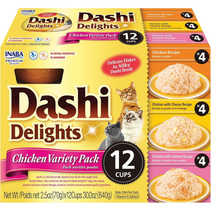 INABA Dashi Delights Lickable Cat Treats, Chicken Variety, 12ct