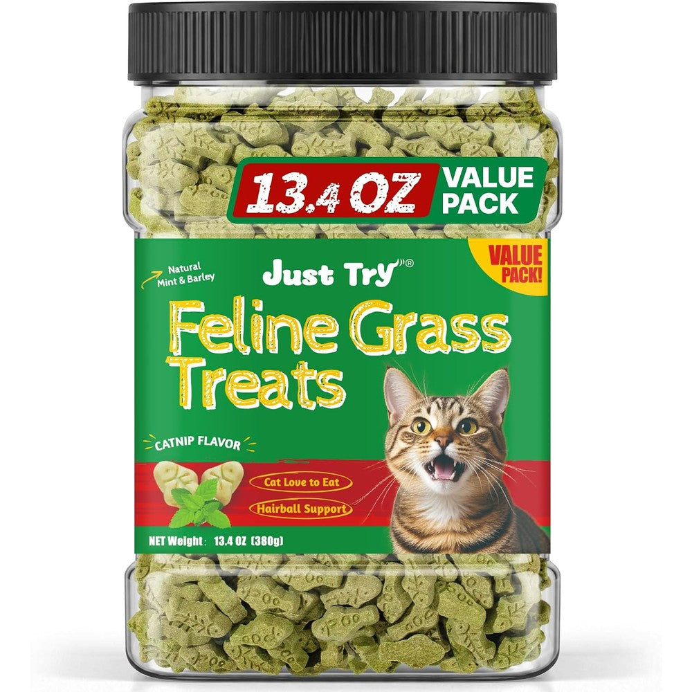 Just Try Cat Grass Treats for Indoor Cats Hairball Control 13.4 OZ