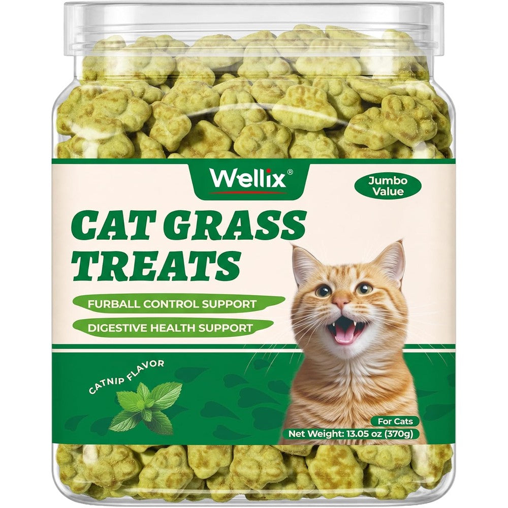 Wellix Cat Grass Treats with Catnip, Hairball & Digestive Support, 13.05 oz