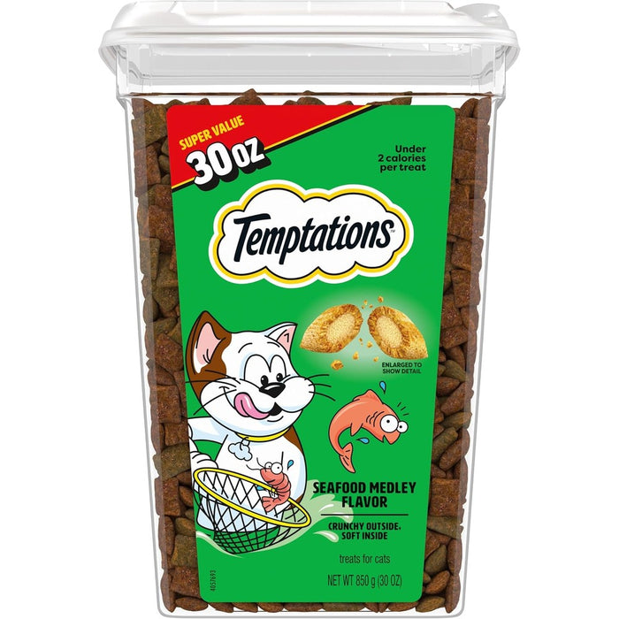 Temptations Classic Crunchy and Soft Cat Treats, Seafood Medley, 30 oz