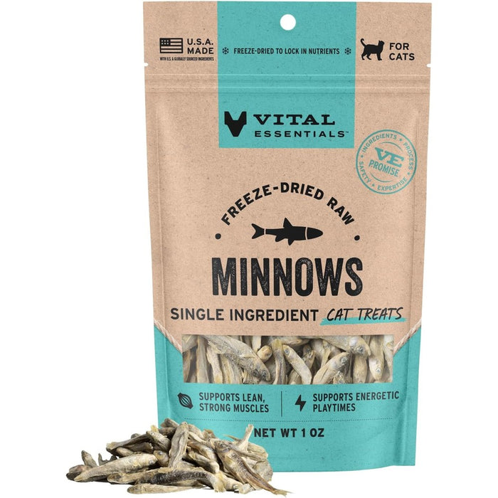 Vital Essentials Freeze Dried Minnows Cat Treats, 1.0 oz Bag