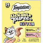 Temptations Lickable Puree Kitten Cat Treats, Chicken & Salmon, 24 Count